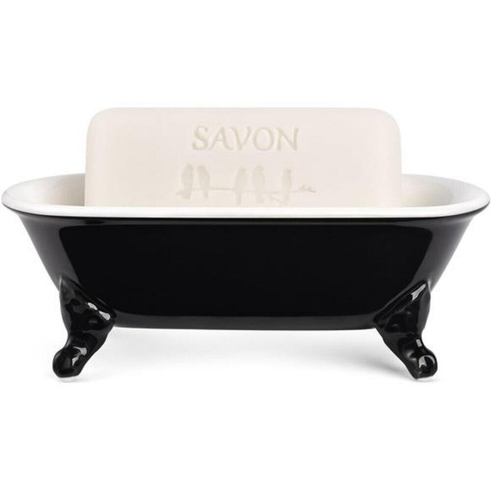 Ceramic Clawfoot Bathtub Soap Dish Tray Bathroom Kitchen Sponge Holder